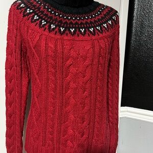 St. John's Bay Red Cable Knit Turtleneck Sweater